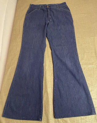 Винтажные джинсы из синей джинсовой ткани 70-х Bell Bottoms  - Изображение 1 из 4