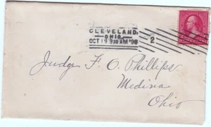 Cleveland Ohio 1898 Long Flag Fancy Cancel Postal Cover 2 Cent Red Stamp ~ 703x - Picture 1 of 2