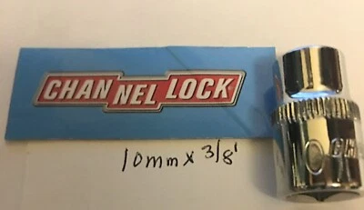 CHANNELLOCK  10 mm  x 3/8" DR  METRIC  SOCKET  12 Point Free  USA  Shipping - Image 1 of 4