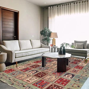 Vintage Handmade Afghan Traditional Oriental Khurjeen Wool Rug 4'6x6'7ft-G22717 - Picture 1 of 6