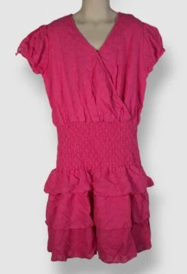 $93 Flowers By Zoe Girl's Pink Eyelet Ruffle Trim Dress Size XL - Image 1 of 3