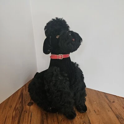Vintage Steiff Large Black Poodle Snobby Dog Plush Poseable with Red Collar - Image 1 of 4