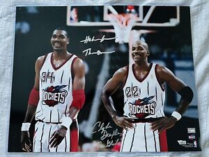 Hakeem Olajuwon, Clyde Drexler Rockets Signed 16x20 Photo & Inscriptions