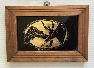 Led Zeppelin Vintage Carnival Prize Vintage 1979 Wood Framed Gold Foil Glass - Picture 1 of 7
