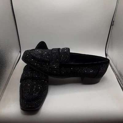 Мокасины женские NYDJ Tracee 9,5 М черные бархатные стразы без шнурков - Изображение 1 из 4