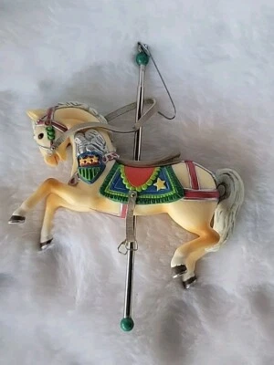 Винтажное рождественское праздничное украшение Enesco карусель лошадь 1991 4 дюйма - Изображение 1 из 4