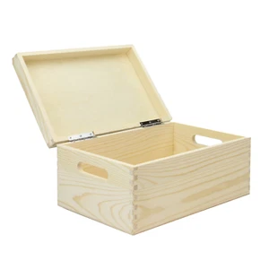 Wooden Storage Box Wooden Chest with Lid Decorative Craft Box | Pukkr - Picture 1 of 7