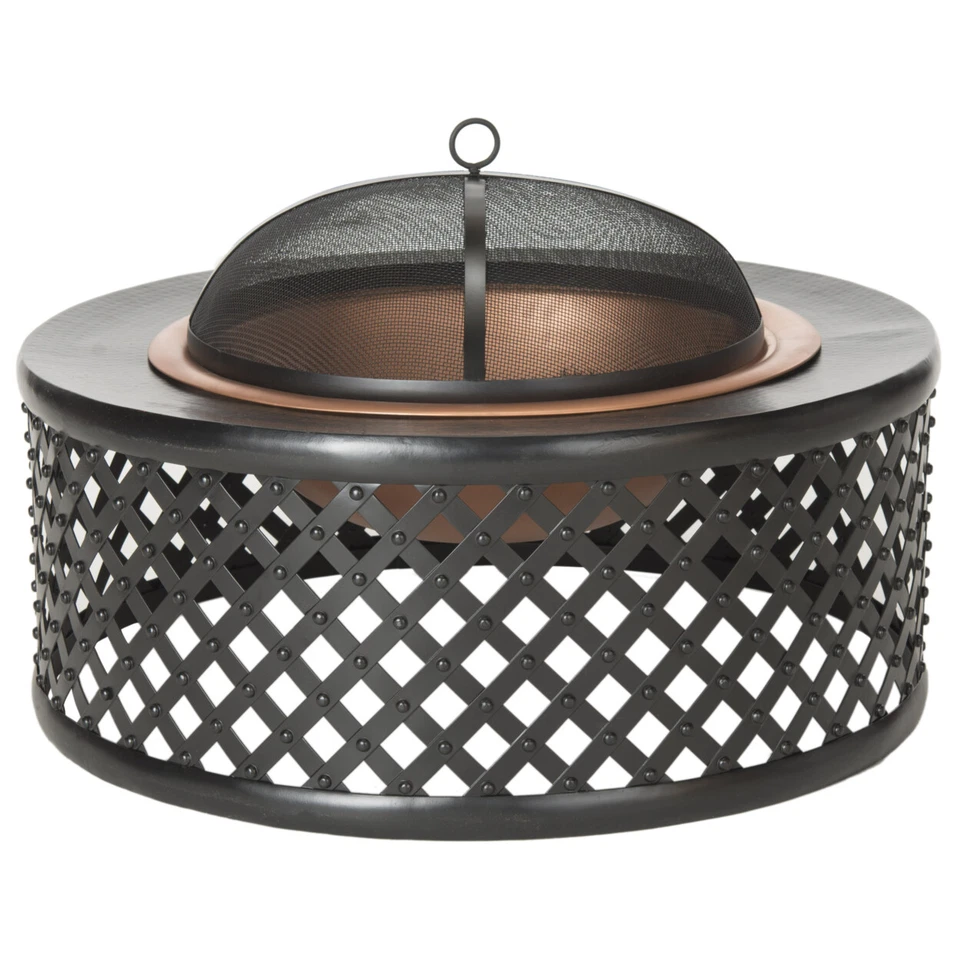 Safavieh PIT1007A Outdoor Collection Jamaica Copper and Black Fire Pit