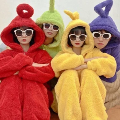 2024 Adult Teletubbies Costume Disi Onesis Lala Cosplay Jumpsuit Pajama Carneval - Image 1 of 4