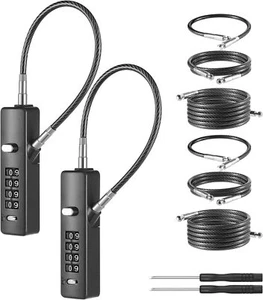 4-Digit Cable Locks, 3 Lengths for Bike/Gate/Locker (Grey, 2) - Picture 1 of 7