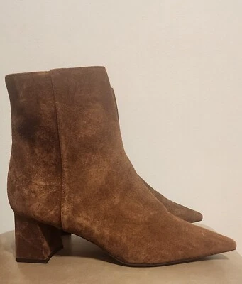 Botín AGL Mimma Punta Talla 8 Tacón Bloque Gamuza, Coñac  Foto 1 de 4