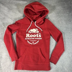 Roots Canada Athletics Hoodie XXS Pullover Maroon Red Drawstring Pockets - Picture 1 of 5