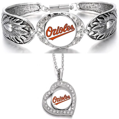 Baltimore Orioles 925 Sterling Silver Necklace With Bracelet Set D3D19 Cover
