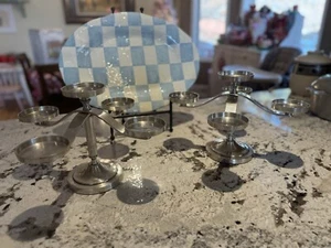 Pair Of Restoration Hardware Candelabras 5 Arm Silver Tone - Picture 1 of 8