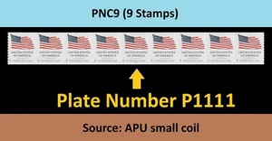 US Flag F PNC9 P1111 (from APU small coil) MNH 2025 - Picture 1 of 3