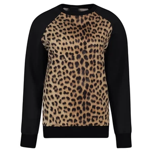 Alfani Women's, Faux Leopard Fur Pajama/Lounge Top, Black/Leopard, L - Picture 1 of 4