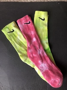 New Nike Hand-Dyed Tie Dye Socks Sz. L Large Red Green You Choose - Picture 1 of 3