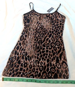 Wet Seal Vestito Donna Senza Maniche L Spaghetti Strap Marrone e Nero - Foto 1 di 13