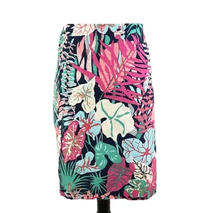 Falda Talbots Talla 16 Rosa Verde Floral Tropical Hawaiana Elastizada Rodilla Florida - Imagen 1 de 8