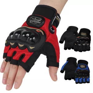 Motorcycle Gloves Half Finger Gloves Men Gloves Shockproof MTB Bike Short Gloves - Picture 1 of 23