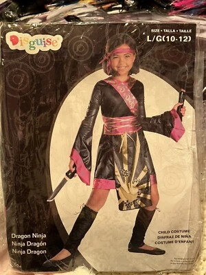 Girls size L/G (10-12) DRAGON NINJA Costume/NEW/Dress,Leg Warmers,Headband - Image 1 of 4
