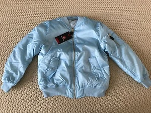NWT Men's Swiss Cross Sky Blue Reversible Bomber Flight Zip Jacket SIZES M L XL - Picture 1 of 6