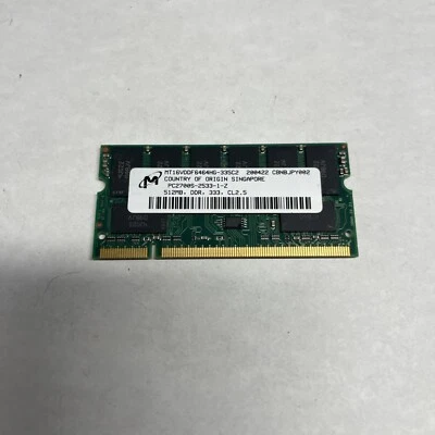 512MB DDR MEMORY PC-2700S 200-pin 16-Chip SO DIMM Micron MT16VDDF6464HG-335C2 - Image 1 of 2