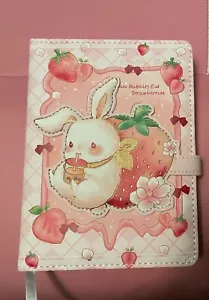 Rabbit Strawberry Cute Soft A6 Journal Notebook diary Magnetic closure flap - Picture 1 of 7