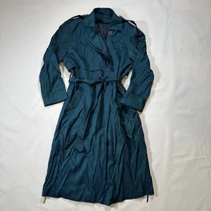 Vintage Forest Green Iridescent Long Trenchcoat With Buttons And Tie Women’s XL - Bild 1 von 6