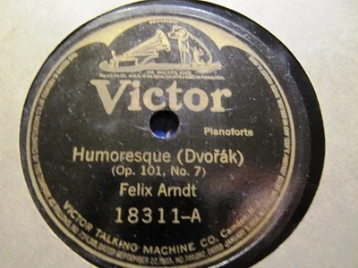 1917 Felix Arndt Jazz PIANIST DVORAK HUMORESKE/ Nevin NARCISSUS VICTOR 18311 Foto 1 de 2