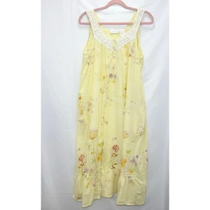 Vintage Soft Surroundings Cotton Nightgown Crocheted Neck Ruffle Yellow Medium - Picture 1 of 6