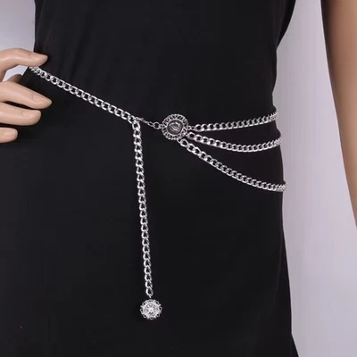 Women High Quality Dress Cinching Decoration Fashion Metal Chain Belt Adjustable - Image 1 of 4