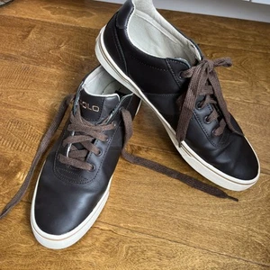Polo Ralph Lauren Dunkelbraun Schnürschuhe Herren Sneaker Leder Größe 10 D - Bild 1 von 8
