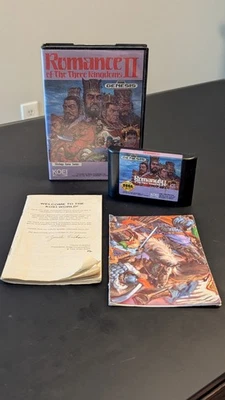 罕见! Romance of the Three Kingdoms II 世嘉 Genesis 完整带盒海报卡 — 第 1/4 张图片