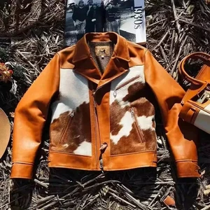 Men’s Cowhide Leather Jacket – Hair-On, G - Leather, Vintage Western Style Coat. - Picture 1 of 4