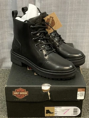 NUEVA BOTA NEGRA GENUINA HARLEY DAVIDSON D87217 TALLA 7 para mujer Valene 5 pulgadas Foto 1 de 3