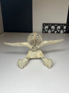 Arte inuit cara figurativa búho tallado primitivo - Imagen 1 de 16