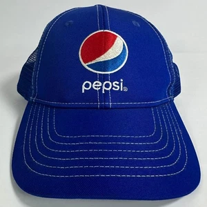 Pepsi Hat Blue Trucker Cap Adjustable Logo Embroidered Mesh Back - Picture 1 of 10