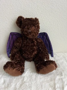 Godiva Briwn Stuffed Animal Bear Plush Purple Bat Wings Halloween - Picture 1 of 7