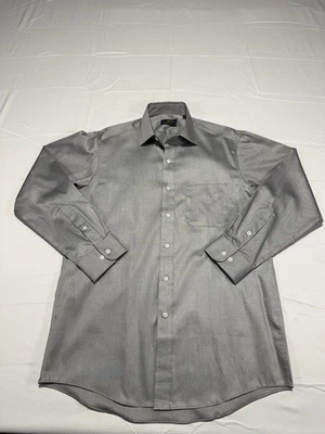 Men’s Club Room Pinpoint Grey Dress Shirt Size 15 32/33 - Image 1 of 4