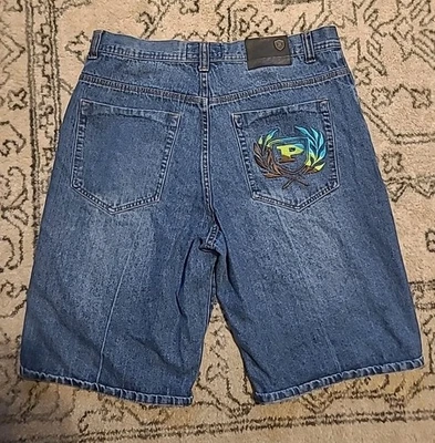 Pantalones Cortos de Jean Vintage Y2K Phat Farm Bordados Para Hombre Pantalones Cortos Patinador Sueltos | Talla 36 Foto 1 de 4