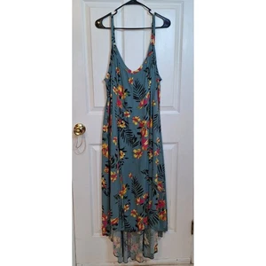 Torrid blau Blumen Challis High Low Maxikleid tropischer Druck Sommerkleid Größe 1X - Bild 1 von 8
