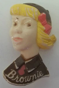 Vintage Girls Scout Brownie Lapel Pin Brooch 1950 - 1960's - Picture 1 of 2