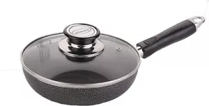 Sartén antiadherente Uniware de aluminio de 7 pulgadas/18 cm con tapa de vidrio templado - Imagen 1 de 3