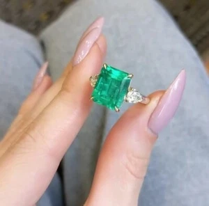 2,60 ct natürlicher achteckiger Smaragd Diamant Vorschlagsring 14 K massives Weißgold - Bild 1 von 4