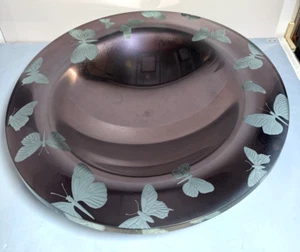 Stephen Schlanser 2000 Signed Butterfly Art Glass Bowl 22” Iridescent Violet - Picture 1 of 5
