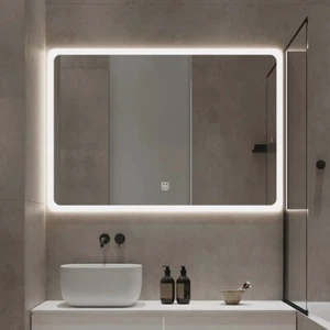 Horizontal LED Mirror 100x75cm Frameless Frosted Defogger Touch Sensor Dimmable - Picture 1 of 8