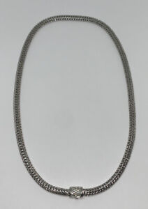 John Hardy 16" Classic Chain Necklace 18K Pave Diamond Clasp and 925 5mm Gauge
