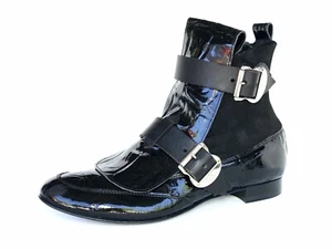 Vivienne Westwood Black Patent Leather Pirate Boots Fur Size 39.5/US 9.5 - Picture 1 of 11