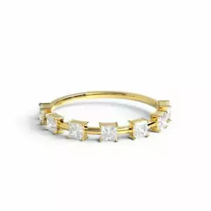 Princess Diamond Wedding Ring / 14k Gold Princess Diamond Wedding Band / Diamond - Picture 1 of 6